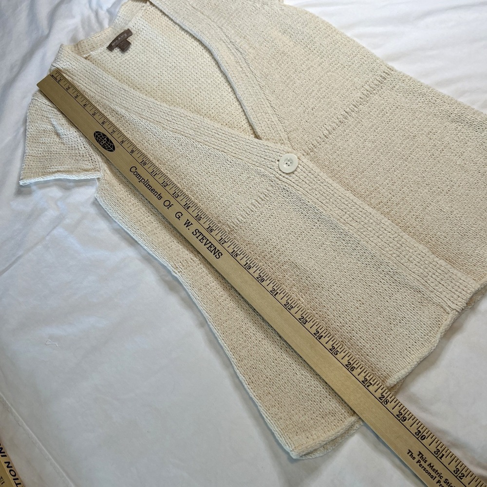 White Stag Womens Short Sleeve Knit Cardigan Ivory V-Neck Single Button - Picture 9 of 9